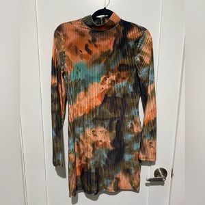 Tie Dye Velvet Body Con Dress
